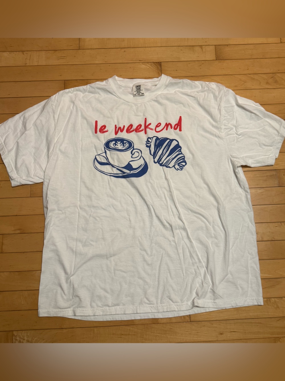 Le Weekend croissant coffee Pinterest Etsy tee retro graphic T shirt NEW 3XL